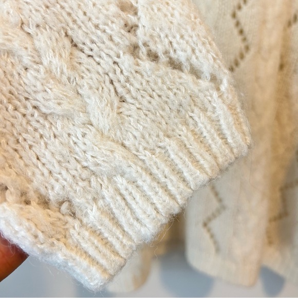 VTG JP Knits 18/20 Women’s Cable Knit Open Knit Mixed Cream Long Sleeve Sweater - Picture 4 of 7